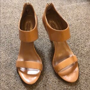 Camel Patent Leather Pumps